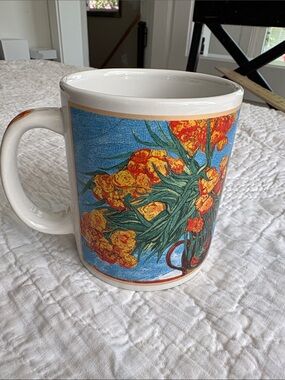 Cafe Arts Vincent Van Gogh Sunflower Mug with Blue Background